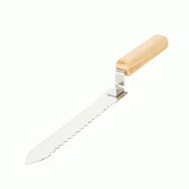 Cuțit apicol zimțat pentru descăpăcit rame, 200 mm, din oțel inoxidabil, cu mâner din lemn